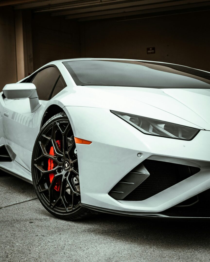 white Lamborghini Huracan front