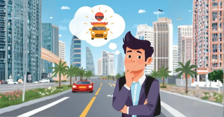 Person thinking about a sunny drive. Should I rent a car in Dubai as a tourist