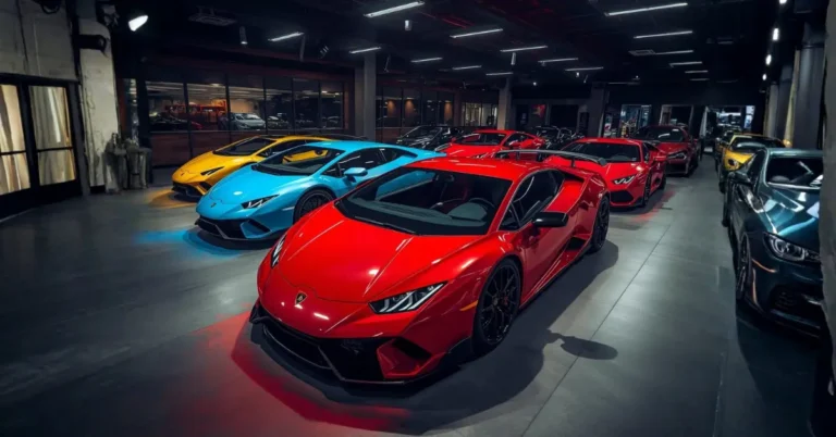 Luxury sports cars in showroom, Top 4 Lamborghinis You Can Rent in Dubai