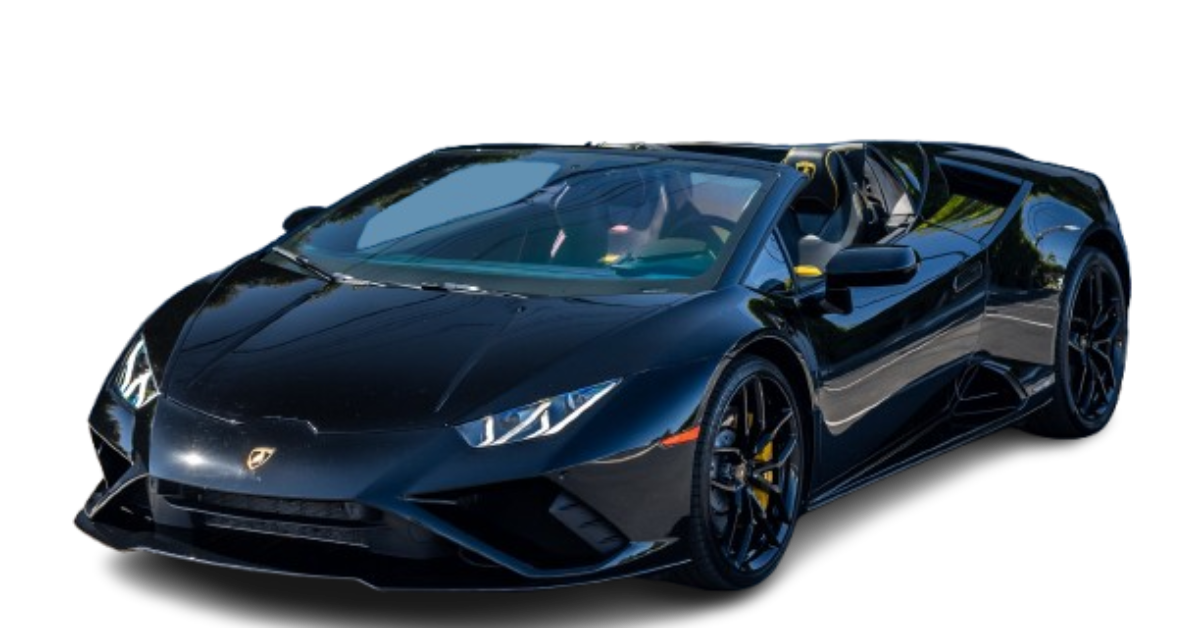 Sleek black convertible sports car